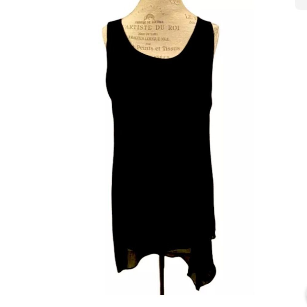 Soft Surroundings Size Large Black Layered High Low Sleeveless Dress Lightweight